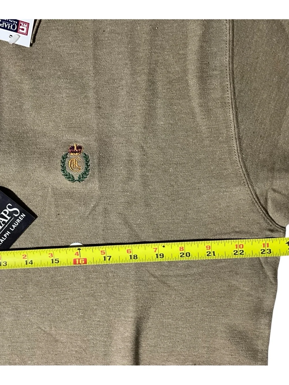 Vintage Chaps Ralph Lauren Polo Shirt Mens L NWT Crest Logo Tan 100% Cotton